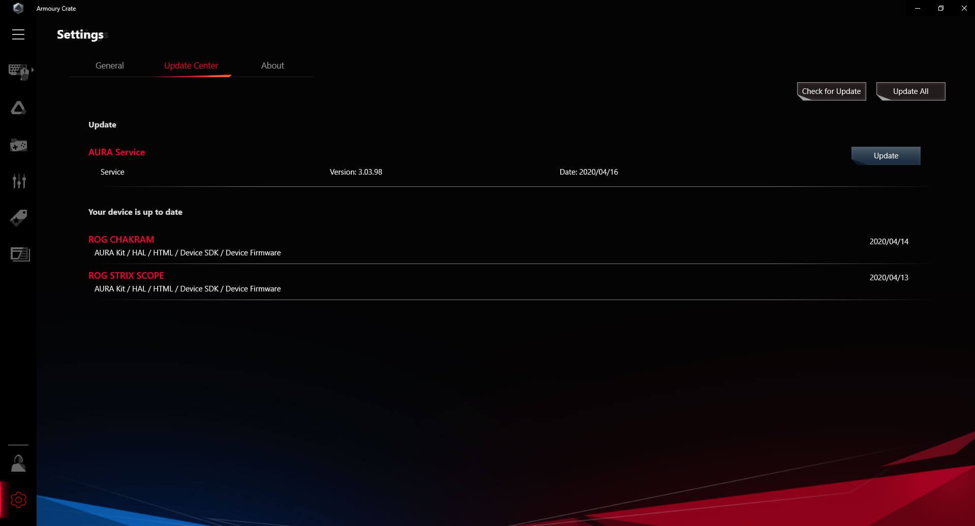 Armoury Crate Update Center