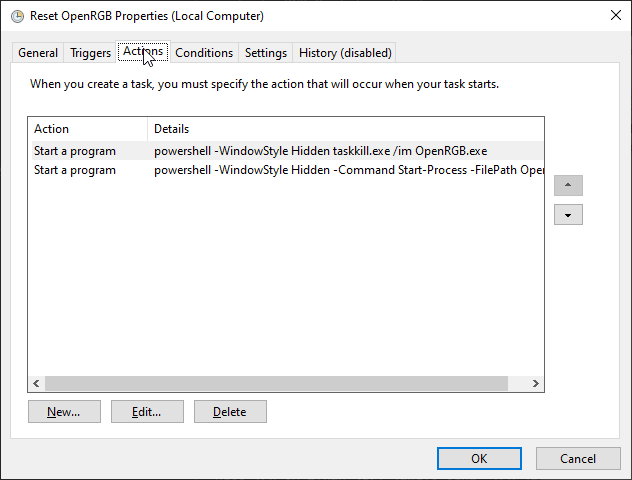 Task Properties im Task Scheduler